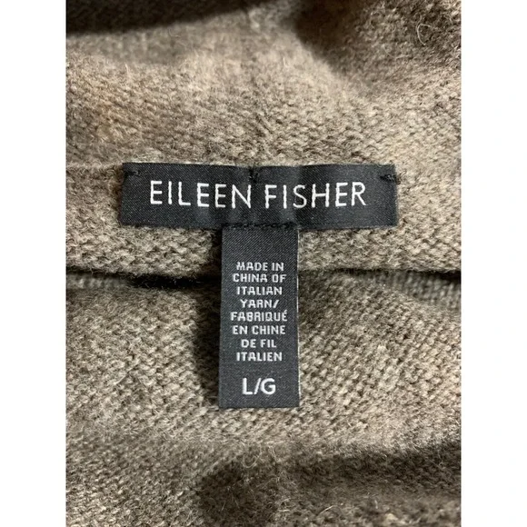 Eileen Fisher Yak Merino Wool Cowl Neck Asymmetrical Sweater Grey Black Large - Picture 5 of 6